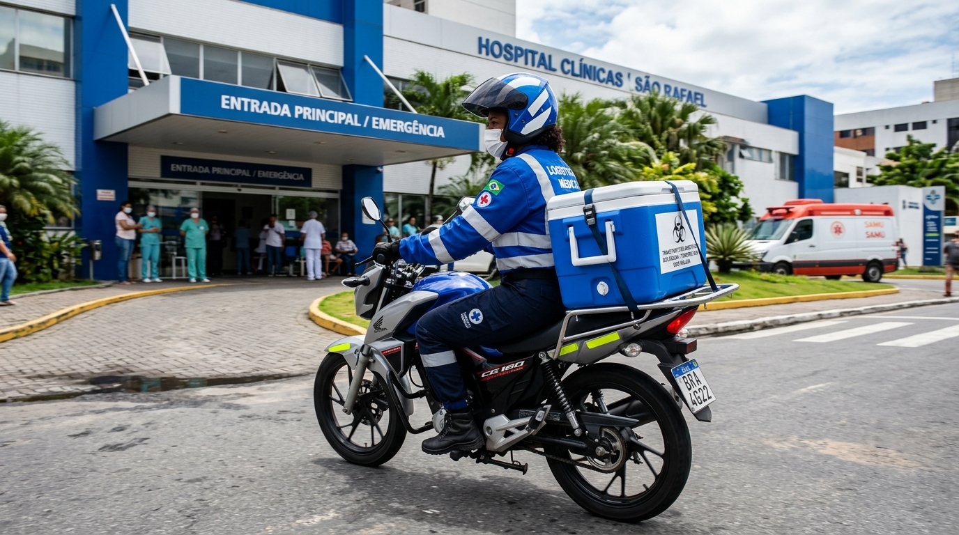 Transporte seguro de amostras médicas e exames laboratoriais por motoboy