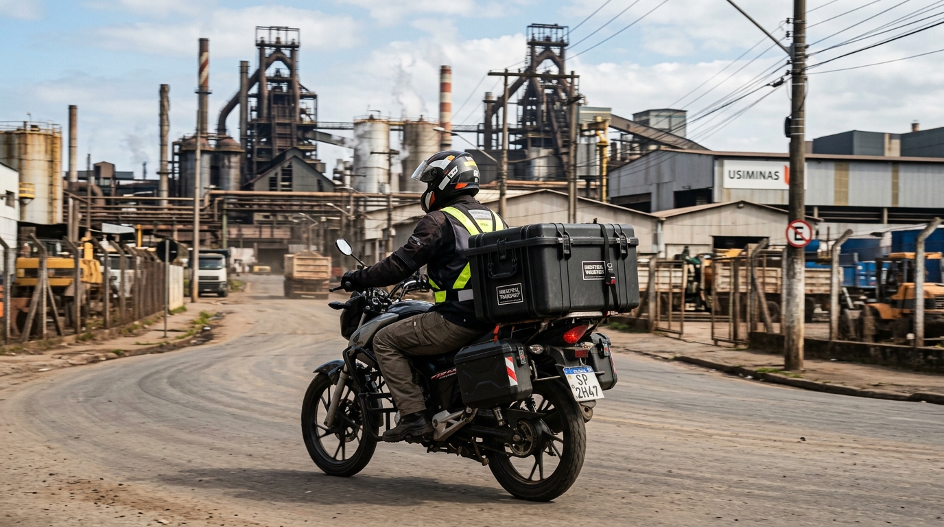 Transporte de peças industriais e materiais de engenharia por motoboy